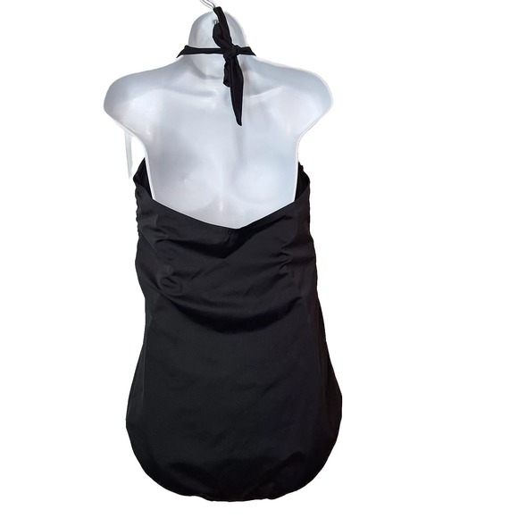 MagiSculpt Womens US 28 Black One Piece Halter Tie Neck Swimsuit Control Padded - Picture 2 of 11